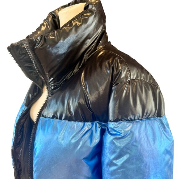 Juicy Couture Black Label Metallic Blue & Black Puffer Jacket Size M - Picture 4 of 9